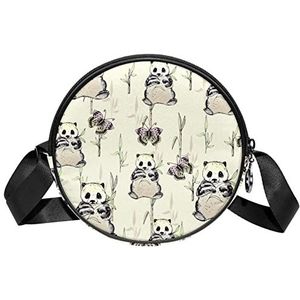 Messenger Bag Panda Animal Crossbody Tas voor Vrouwen Rond, Meerkleurig, 6.7x6.7x2.3 in, Sling Rugzakken