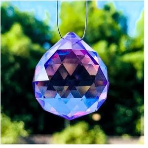Kristallen kroonluchter prisma's 3 stuks 30 mm kroonluchter onderdelen kristal prisma facet hangende kristallen bol voor raam bruiloft decor voor lamp decoratie sieraden maken (kleur: paars)