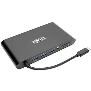Tripp Lite U442-DOCK1-B USB-C-laptop-dockingstation, type C, met mDP, HDMI, VGA, GbE, 4K bij 30 Hz, Thunderbolt 3 - USB-A, PD-oplading, zwart