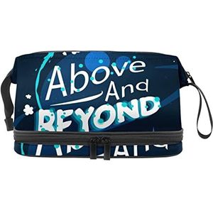 Grote capaciteit reizen cosmetische tas,Make-up tas,Waterdichte make-up tas Organizer, Inspirerende belettering Galaxy, Meerkleurig, 27x15x14 cm/10.6x5.9x5.5 in