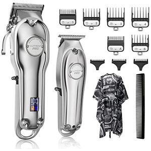 SUPRENT professionele tondeuse, elektrische baardtrimmer, draadloze tondeuse voor mannen/kinderen/vrouwen, verzorgingsset, led-display, oplaadbaar
