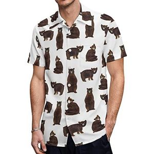 We're Bears Hawaiiaanse shirts voor heren, casual overhemd met korte mouwen, knoopsluiting, vakantie, strandshirts, XS