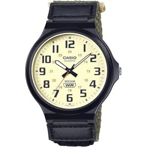 Horloge CASIO Collection - MW-240B-3B Armbandkleur: Zwart Wijzerplaat Olijfgroen heren