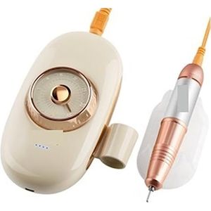 Nagelvijl elektrisch, Oplaadbare nagelboor, 35000 RPM draagbare gelpolijstmachine, snelle elektrische manicureset, draadloos vingernagelgereedschap(Ivory)