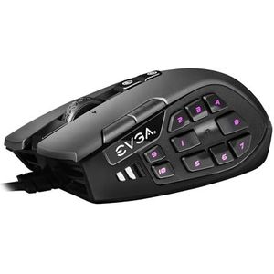 EVGA X15 MMO USB-gamingmuis, 8k, bedraad, zwart, aanpasbaar, 16000 DPI, 5 profielen, 20 knoppen, ergonomisch 904-W1-15BK-KR