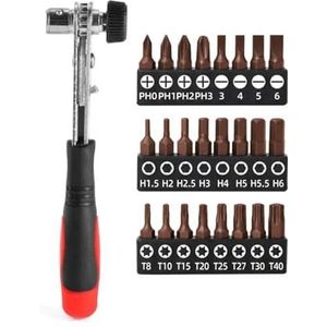 S2 25mm Kruis Zeshoekige Torx met Ratelsleutel Schroevendraaier Bit Set 8 stuks (Torx Set)