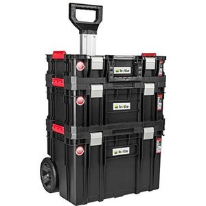 Gereedschapsgroller gereedschapskoffer trolley-systeem - 3 stapelbare dozen - gereedschapskist, belastbaarheid tot 100 kg, organizer voor kleine onderdelen in het deksel