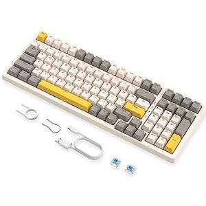 MAGIC-REFINER K3MAX Bekabeld Mechanisch Toetsenbord, Hot Swappable Mechanical Gaming Keyboard met 18 RGB-Verlicht, 100 Toetsen Anti-Ghosting TKL Compact Keyboard, Blauwe Schakelaar, EVA-Schuim-WIN/MAC