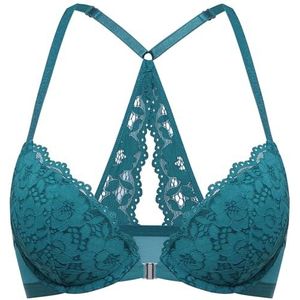 DOBREVA Dames Voorsluiting Top Push Up Beha - Met Beugel En Inzetstukken Borealis groen 75B