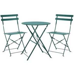 SVITA Berlin Bistroset, metaal, zitgroep, balkon, inklapbaar, tafelstoelen, donkergroen