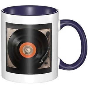 LKWSCGHM Vintage vinyl platen koffiemokken met handvat 315 ml grote porseleinen mok voor warm/koude dranken, keramische theekopjes voor mannen vrouwen grappige koffiekop housewarming huwelijkscadeau