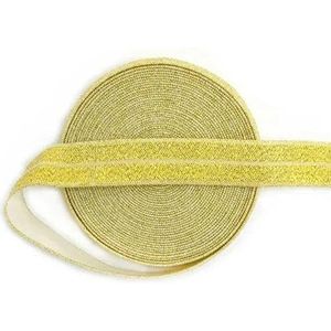 2 5 10 Yard 5/8"" 15mm Kleurrijke Glitter Vouw Over Elastiek Spandex Band Tape Hair Tie Hoofdband Jurk Naaien Trim-Goud-2 Yards