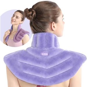 SuzziPad Magnetron verwarmingskussen voor nek en schouders, gewogen schouderwrap om ongemak te verminderen, verwarmde wraps met kruidenaromatherapie, vochtige warmtewarmer, warm en koud kompres