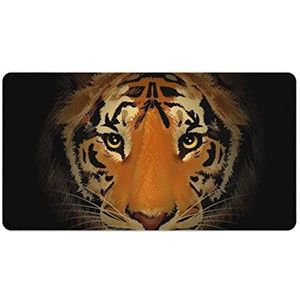 Tijgerkop in donkere mode bureau muismat antislip gaming muismat accessoires decor 40 x 75 cm