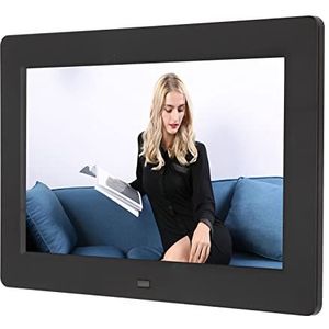 HD Digitale Fotolijst, Zwart 100-240V Digitale Fotolijst Multifunctionele Achtergrondmuziek Instelbare Helderheid voor Thuis (EU-stekker)