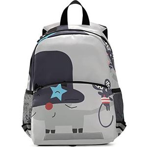 Grijze Kat Leuke Muis Peuter Preschool Rugzak Boekentas Mini Schoudertas Schooltas Voor Pre-K 3-7 Jaar Reizen Jongens Meisjes, Patroon, 10×4×12in