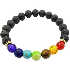 CHRISK 8MM vulkanische steen kleurrijke kralen armband yoga armband sieraden, Eén maat, Steen