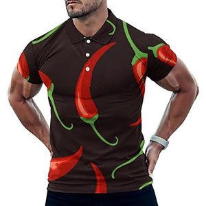 Rode Peper Casual Poloshirts Voor Mannen Slim Fit Korte Mouw T-shirt Sneldrogende Golf Tops Tees L