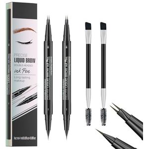 [2 Pack] 2-in-1 Dual-Ended Eyebrow Pen with Micro-Fork-Tip Applicator and Precise Brush-Tip, Eyebrow Pencil (02# brown)
