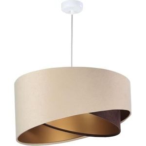 Design hanglamp van velours stof beige bruin goud asymmetrische kap Ø50cm E27 slaapkamer woonkamer hal hanglamp hanglamp