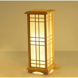 Fetcoi Staande lamp tafellamp hout vloerlamp bedlampje slaapkamer Japanse stijl creatieve grenen tafellamp bureaulamp 16W x 2 (gloeilamp inbegrepen)