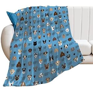Adopt Don't Shop Hond Kat Zachte Fleece Gooi Deken voor Bed Sofa Gezellige Decoratieve Dekens Winter 100 x 127 cm