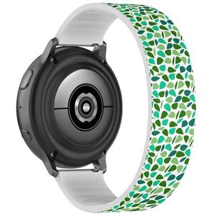 RYANUKA Solo Loop Band Compatibel met Samsung Galaxy Watch 6 / Classic, Galaxy Watch 5 / PRO, Galaxy Watch 4 Classic (veelkleurige groene bladeren bomen) rekbare siliconen band band accessoire,