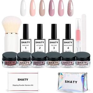 SHATY® Dipping Powder Starters Kit – Complete Set – 6 kleuren – Acryl Nagels Starterpakket (Pastel)