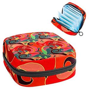 Abstract Patroon,Periode Pouch Draagbaar,Tampon Opbergtas,Tampon Houder voor Portemonnee Vrouwelijke Product Organizer, Meerkleurig, 4.7x6.6x6.6 in/12x17x17 cm
