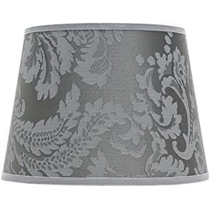 Lampenkap E14 Ø19,5cm van stof bloemen zilvergrijs bloemmotief conisch voor tafellampen vintage look vervangende kap voor bedlampjes