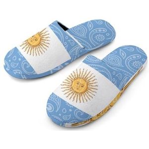 Paisley Argentinië vlag volledige print dames slippers warme anti-slip rubberen zool huis schoenen voor indoor hotel 40-41_(9-10)