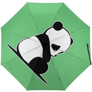 Trieste Panda Paraplu Winddicht Sterke Reizen 3 Vouw Paraplu Voor Mannen Vrouwen Handleiding