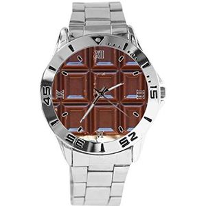 Chocolade Design Analoge Polshorloge Quartz Zilveren Wijzerplaat Klassieke Roestvrij Stalen Band Dames Heren Horloge