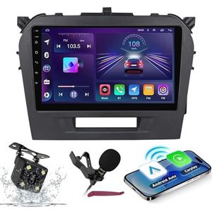 Android 14 Autoradio Navi voor S-uzuki Vitara 2014-2018 9 ""Screenradio met draadloze carplay Android Auto GPS Navigatieondersteuning Bluetooth 5.0 HIFI FM 5G-WiFi SWC MIC-camera,M300s