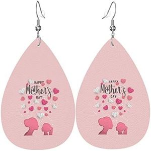 Oorbellen Gelukkig Moederdag Faux Lederen Oorbellen Lichtgewicht Dangle Earring Mode Dangle Oorbellen Voor Accessoire Vrouwen Bridal, 3.8cm, Leer, Geen edelsteen