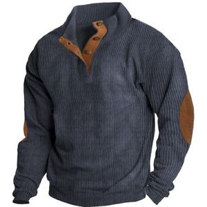 Corduroy-overhemden met lange mouwen voor heren - Eenvoudig heren corduroy overhemdjack met elleboogpatch,Corduroy heren shirt met lange mouwen, corduroy overhemd met opstaande kraag voor Selico