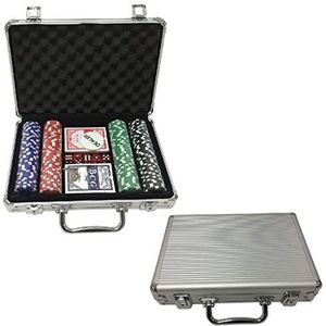 Clown Games Poker Set Alu Koffer 200 dlg - Luxe afsluitbare aluminium pokerkoffer met 200 fiches - Leeftijd vanaf 12 jaar