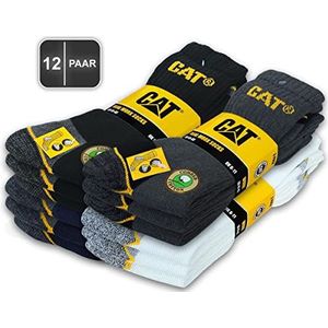 Caterpillar 12 Paar CAT REAL WORK SOCKS Dames Heren Werksokken Zakelijke Sokken Kousen Maatselectie 35-50 (46-50, Kleuren Mix2)