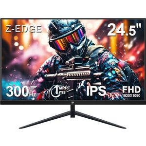 Z-Edge Gaming Monitor 25'' 300 Hz (DP1.4×2), IPS-paneel, 240Hz (HDMI2.0×2), 1ms, FHD 1080P, FreeSync, LED-gamingmonitor, Verstelbare kanteling, Bordure Ultrafijn, VESA 75 * 75mm(DP-kabel meegeleverd)