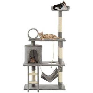 Dieren & Dierenbenodigdheden -Kattenboom met Sisal Krabpalen 140 cm Grijs-Dierbenodigdheden