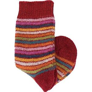 Hirsch Natur, Baby en kinderen pluche gestreepte sokken, 100% wol (kbT), rood (ring), 27-28