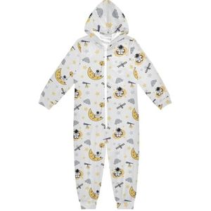 LI ZHI XIN Kinderpyjama met capuchon uit één stuk, jongens en meisjes, jumpsuits voor kinderen, onesie, slaappak, alles-in-één pyjama, winter, warme huisjumpsuit, 5-14 jaar, universum, planeet