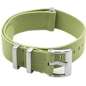 Horlogebandjes voor mannen en vrouwen, horlogeband Nylon band elastische riem horlogeband 18 mm/20 mm/22 mm horlogeband vervanging uit één stuk (Color : Light Green, Size : 18mm Silver Buckle)