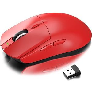 AJ139 PRO Draadloze Gaming Muis, Lichtgewicht 59g Muizen, Optische Sensor PixArt PAW3395, 26K DPI, Dubbele Modus 2.4G / Bedrade Muis, 200 uur, 6 Programmeerbare Knoppen, voor Win/Mac - Rode