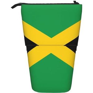 Evengigy Vlag van Jamaica Print Leuke Etui met Zip Verstelbare Stand Potlood Houder Grappige Make-uptas, Zwart, Eén maat, Tas Organizer