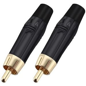 2 x RCA-audio- en videostekker, RCA-stekker, zwart (kleur: zwart)