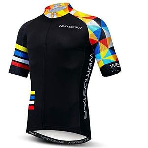 Fietsshirt voor heren, 2020 fietsshirt met korte mouwen, fietsshirt voor buiten, MTB fietskleding, Zwart, L