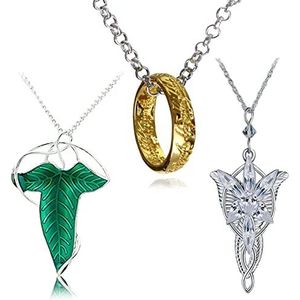 HJYZY 3 stuks Arvvens avondster elfgroene Lorien-broche/halsketting ringen halsketting