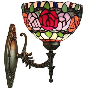 Tiffany -Stijl Wandlamp, 8 -Inch Roze Getinte Glazen Wandlamp Classic Art Lamp Decoratief Voor Slaapkamer Lounge Corridor Bar Koffiebar
