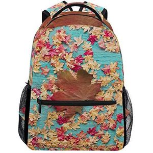 Aangepaste Mode Causal Esdoorn Bladeren Gekleurde Houten Prints Rugzakken Meisjes Jongens School Tassen Schouders Tas Reizen Daypack